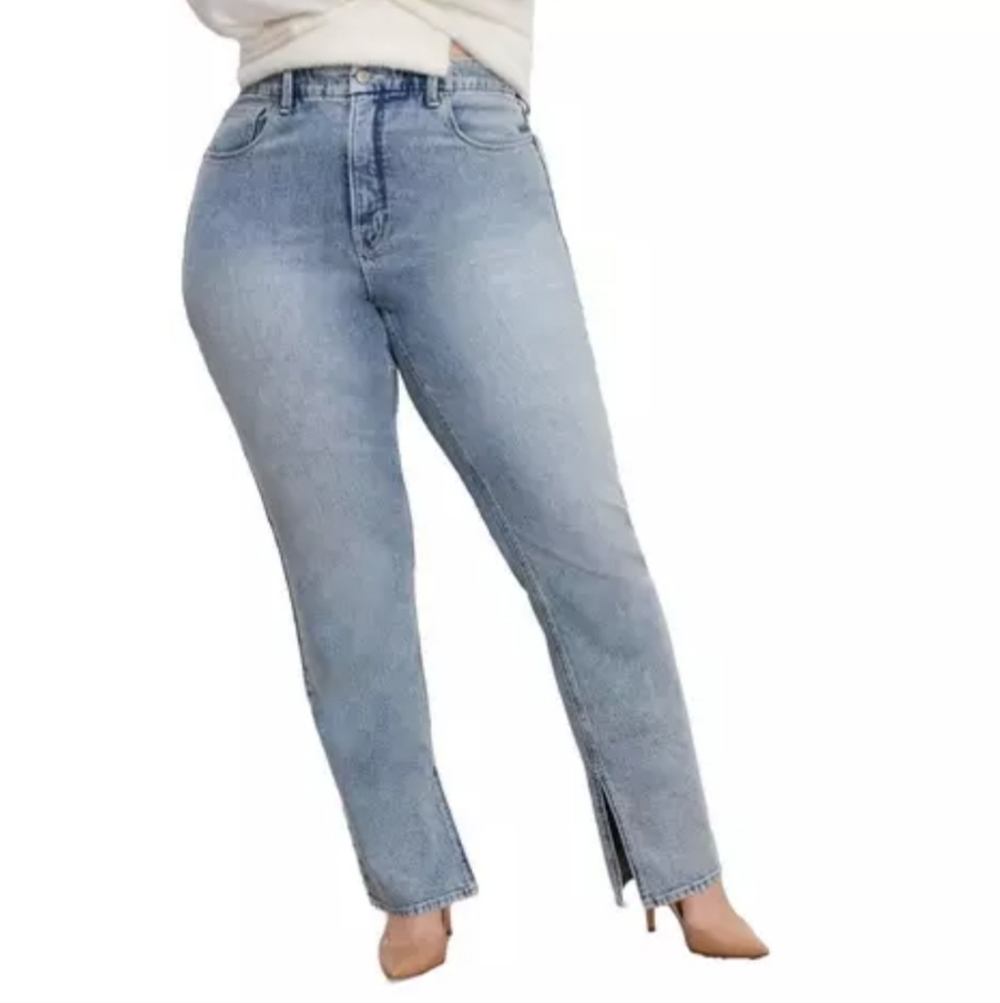 GOOD AMERICAN Good Icon Split Seam/Straight Leg Jeans